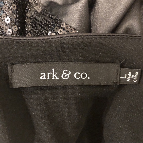 Ark & Co Black Zip Up Sequin Ruffle Mini Dress - Picture 7 of 7